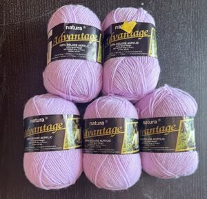 Lot of 5 Natura Advantage Yarn in #16 Lilac Acrylic Sport